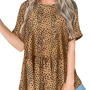Leopard Print Peplum Women's Top XXL